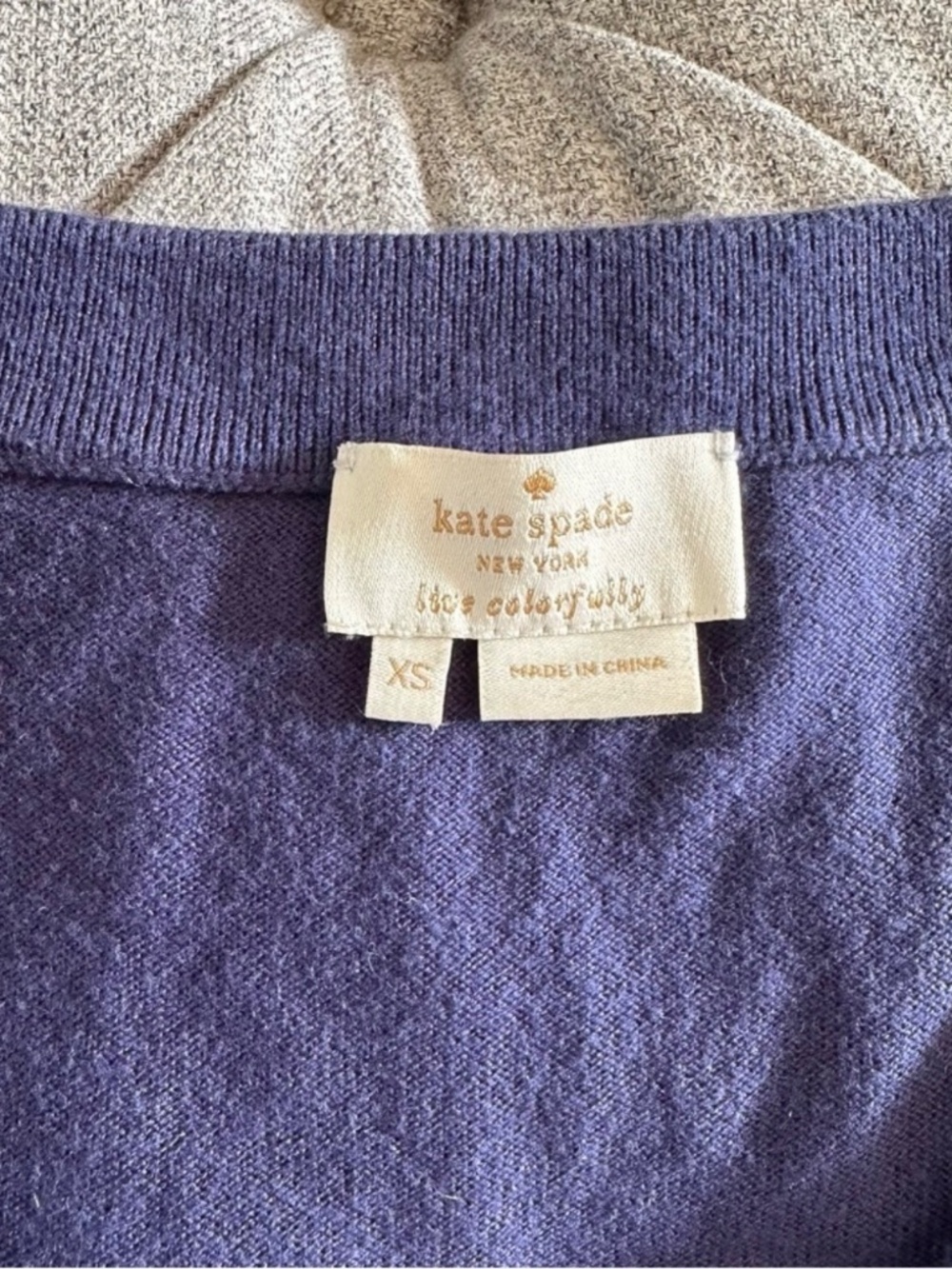 Kate Spade Navy Blue Galvin Embellished V-Neck Cardigan Small - Picture 5 of 5
